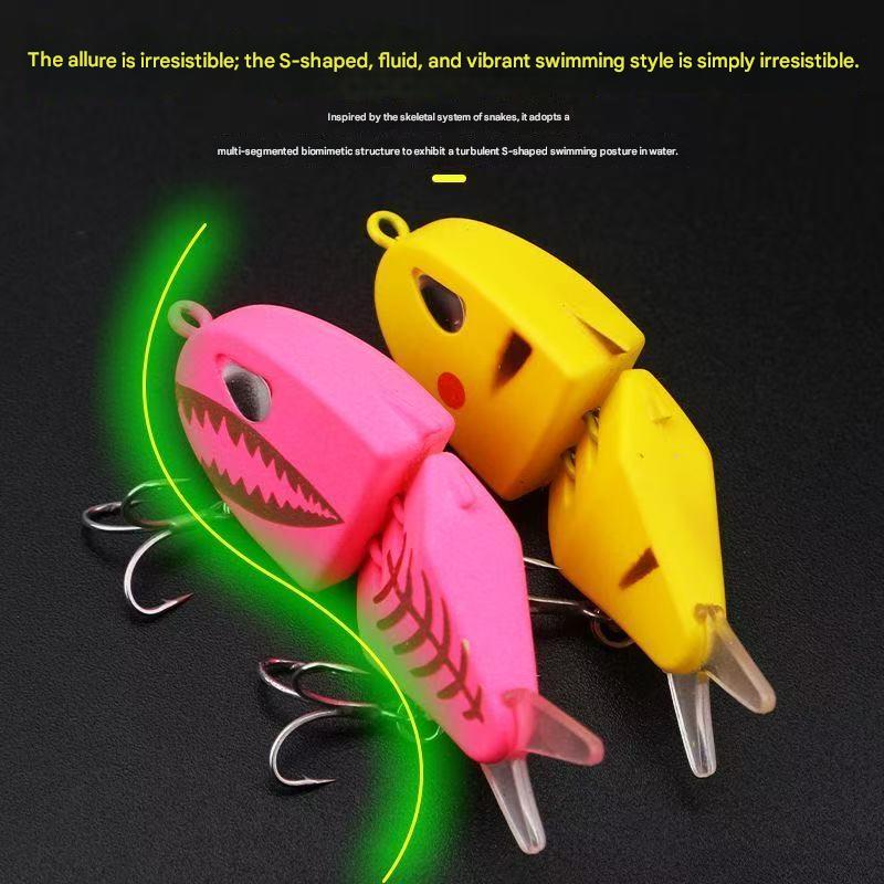 Universal artificial lure 6.5g multi-segmented fish swimming lure with biomimetic large turbulence and oscillation.