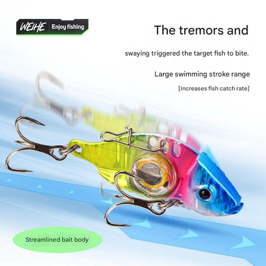 Luminous Metal VIB Fish Lure - Colorful Sinking Type, lights up immediately upon entry and exhibits vibrating swimming action.