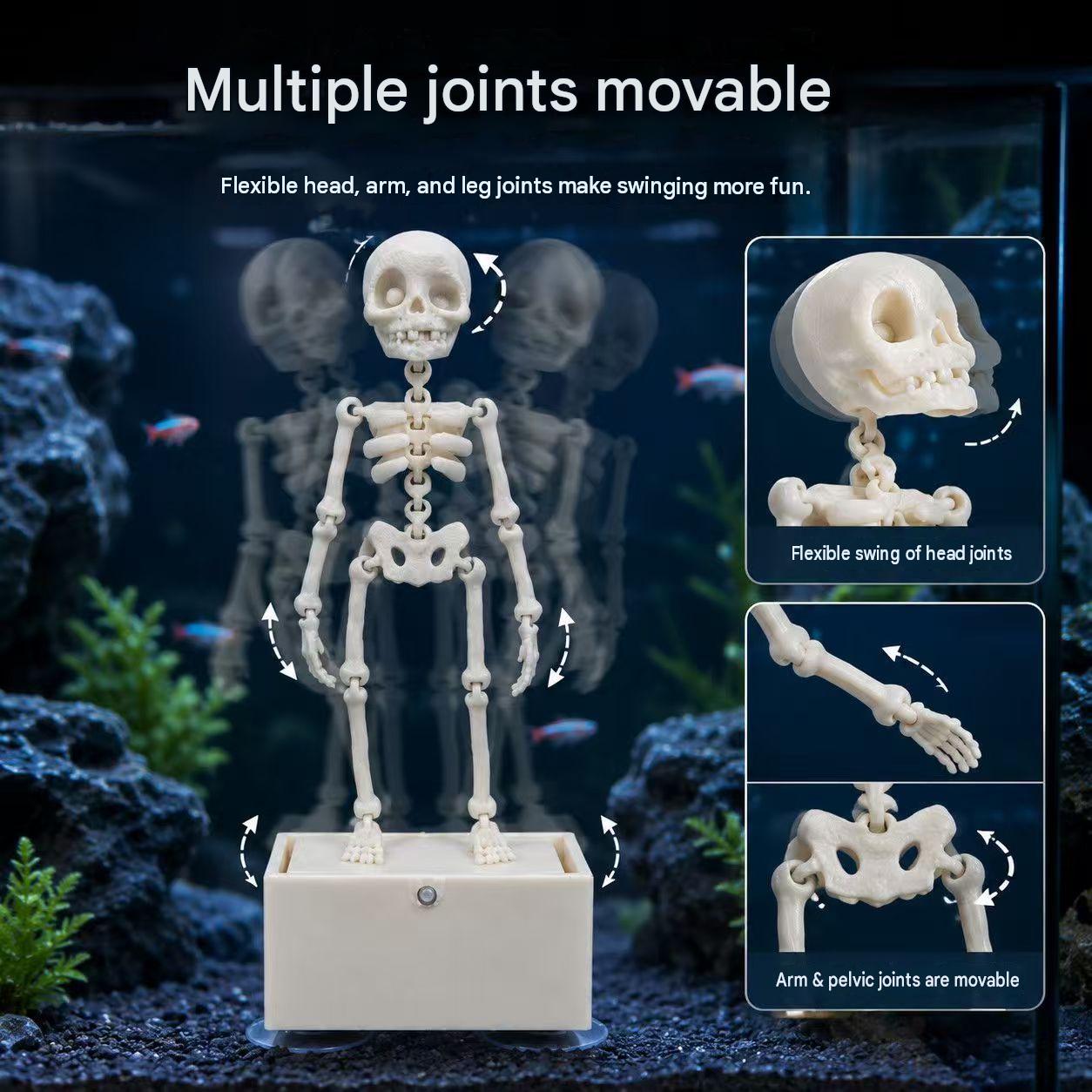 Creative Skull Aquarium Ornament: Dancing/Swaying Movable Aeration Decoration (Requires 4–5mm Air Tubing)