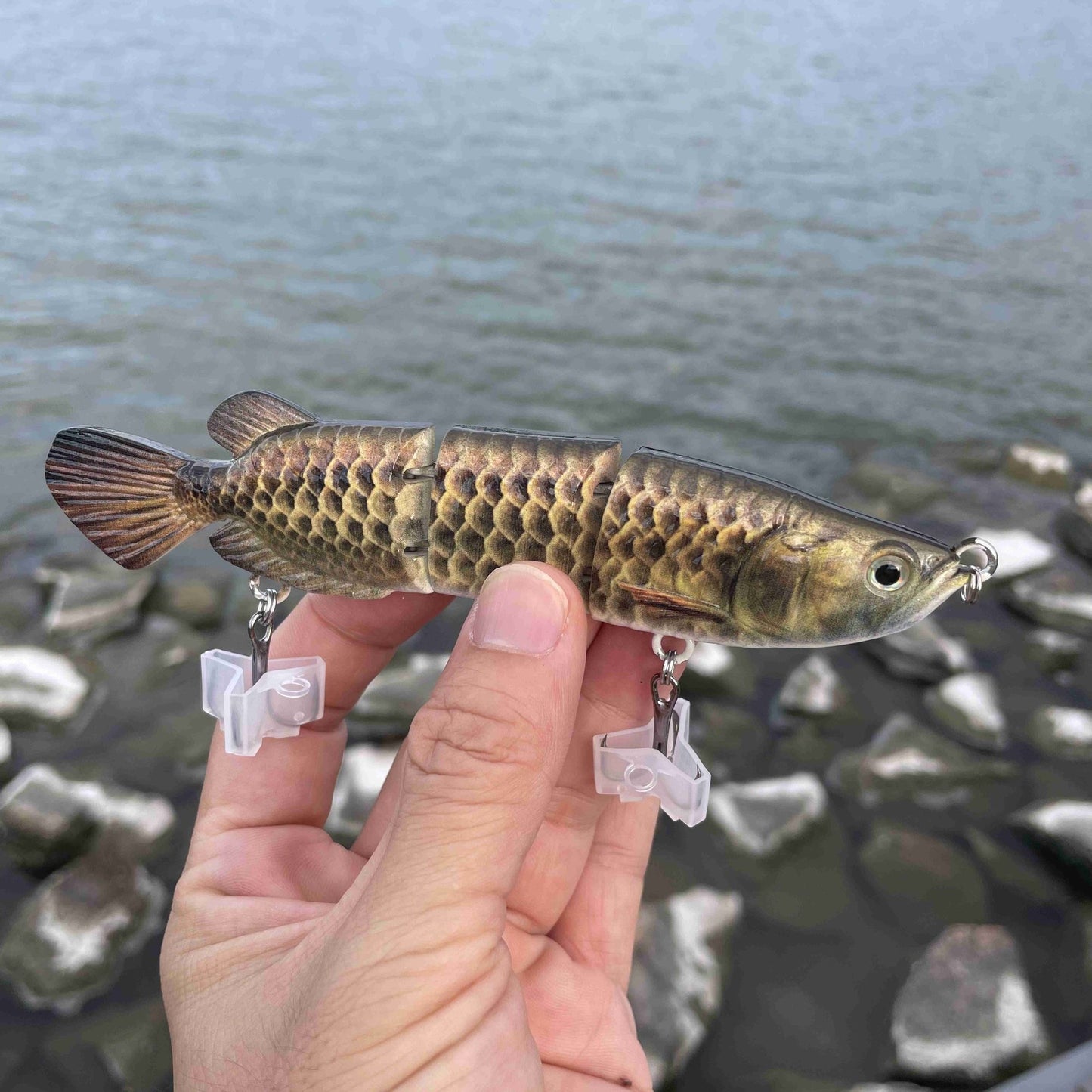 Real shot: Bionic Golden Dragonfish full-water depth bionic lure, hard lure, slow sinking, multi-segmented lure for sea fishing.