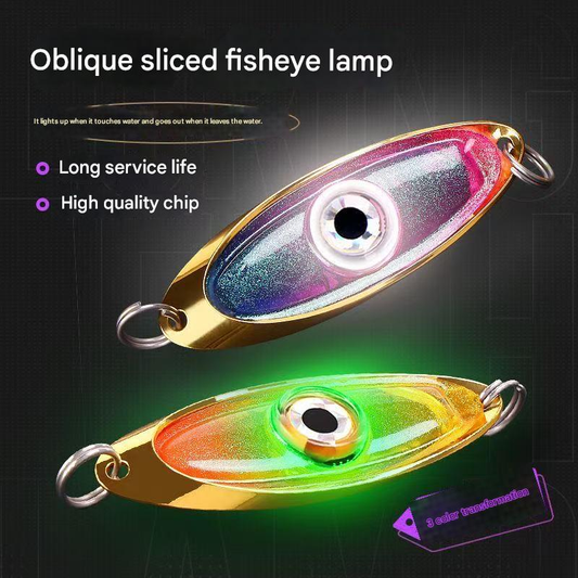 3D simulated fisheye light with oblique slices, metallic sequins, 3-color light changing, waterproof and sealed design.